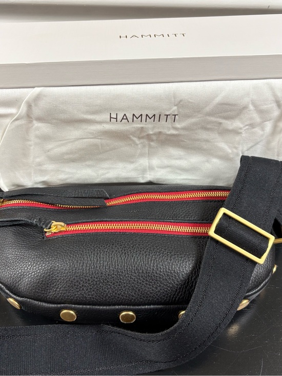 Hammitt Handbags - Hammitt Charles Black Leather Crossbody with Red Zippers and Gold Hardware (Med)